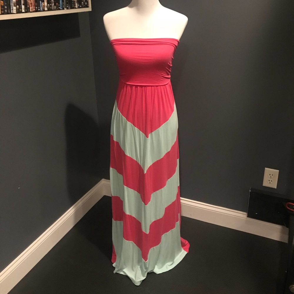 Coral Pink and Mint Maxi